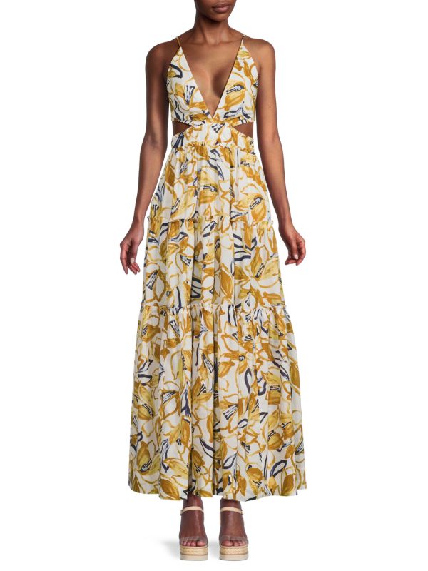 Bec & Bridge Eugenie Floral Cutout Linen Maxi Dress